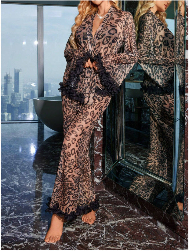 Sexy Transparent Leopard Print Lingerie Set - Stargate Lingerie