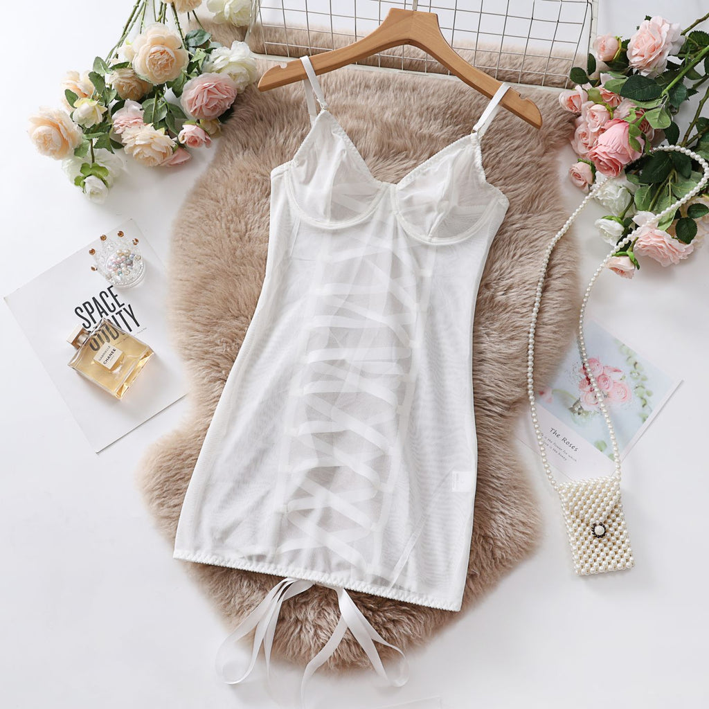 Sexy Mesh Strapless Transparent Lace Bodysuit - Stargate Lingerie