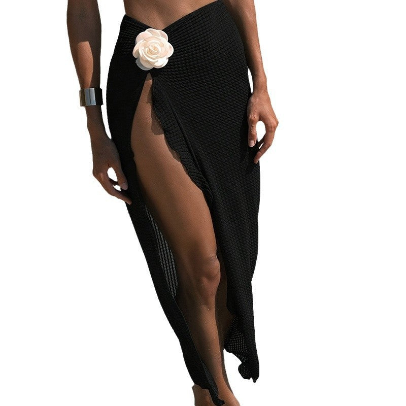 Floral Wrap Bikini Swimwear Mesh Split Beach Dress - Stargate Lingerie