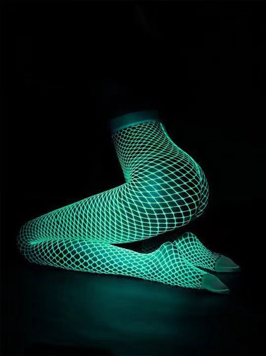 Glow In The Dark Pantyhose Mesh and Fishnet Stocking - Stargate Lingerie