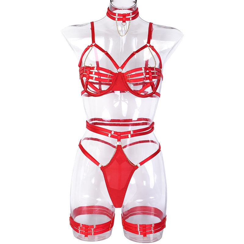 Erotic Silk Hollow Lingerie, Four-Piece Set - Stargate Lingerie