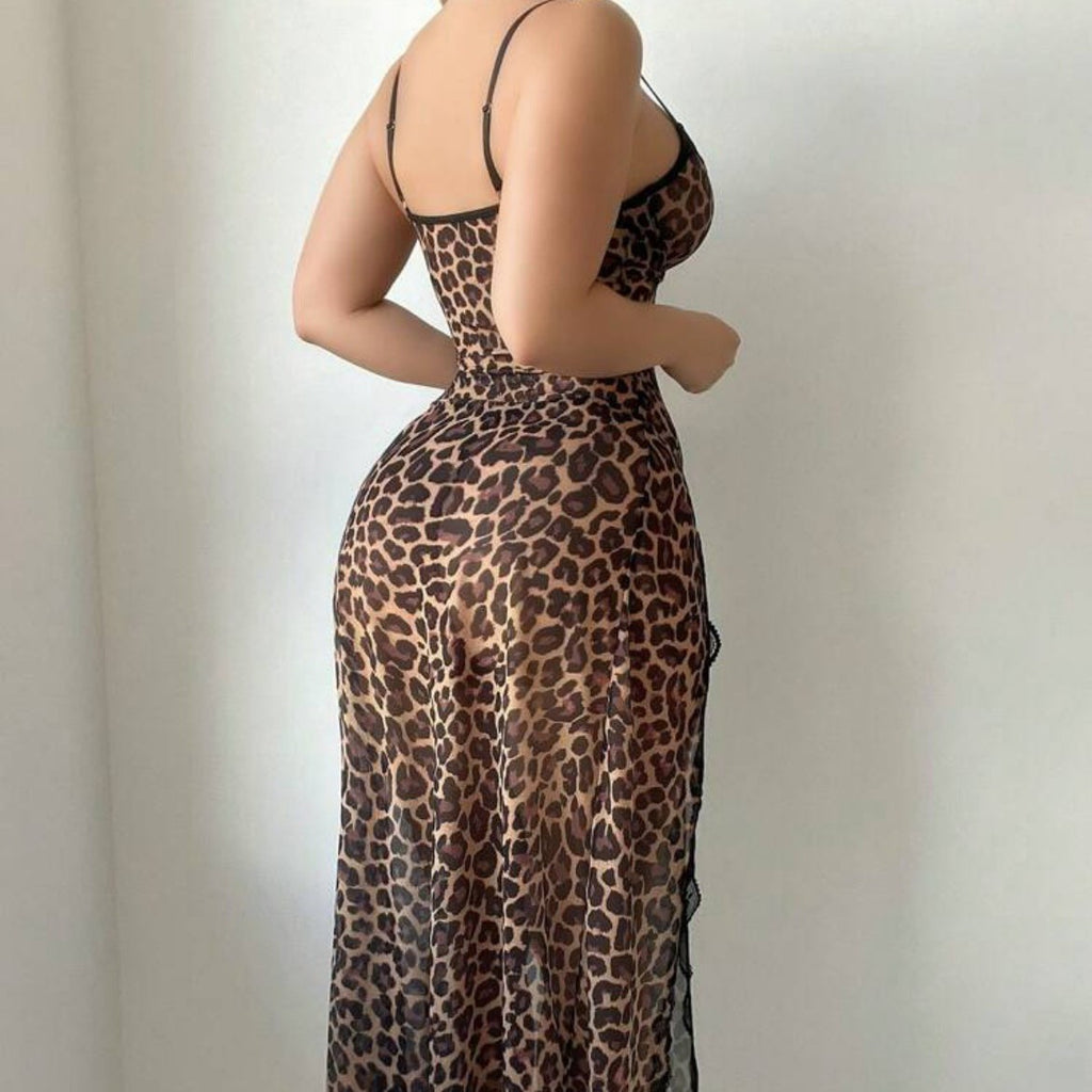 Transparent Leopard Gown Lingerie - Stargate Lingerie