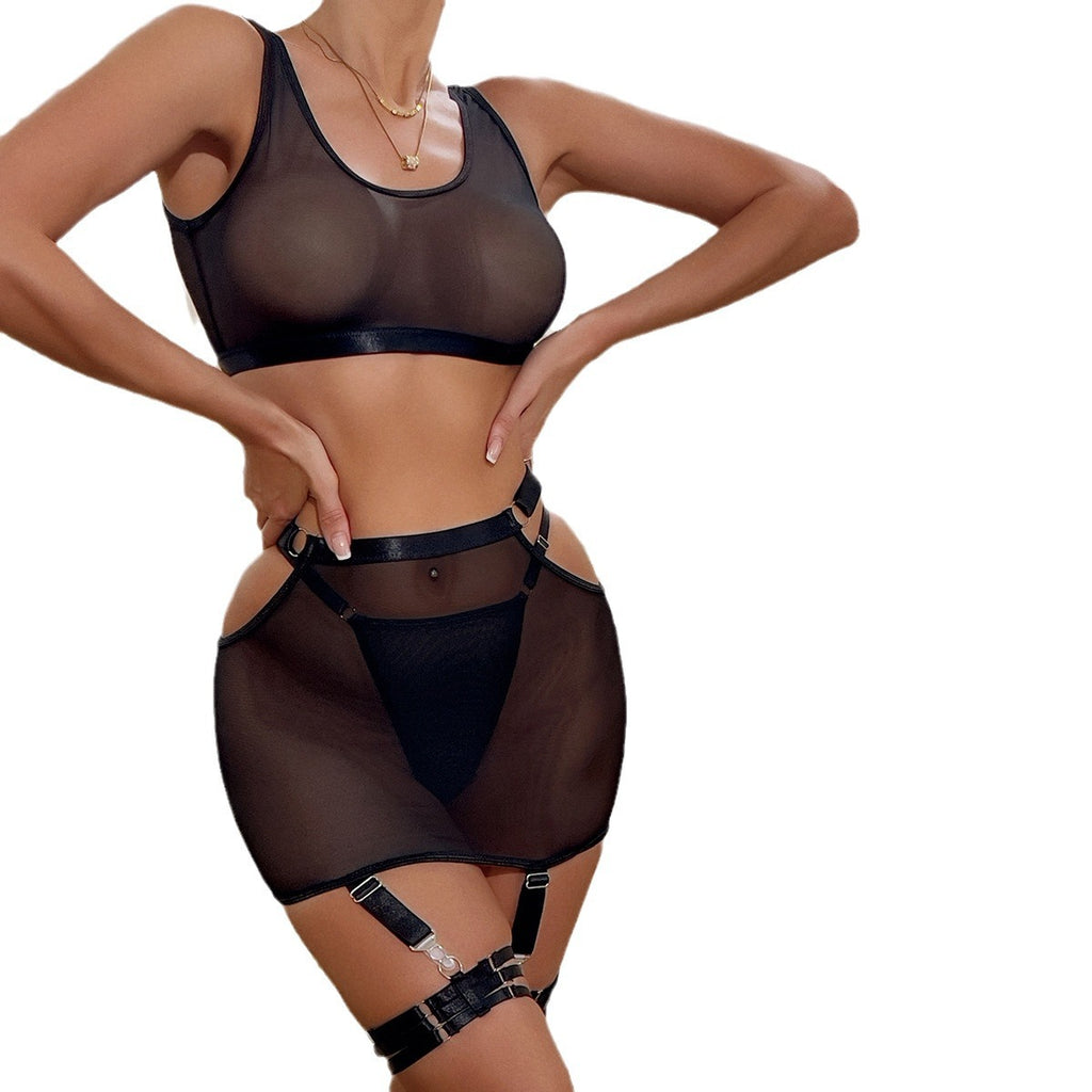 Seductive Transparent Lingerie Four-Piece Set - Stargate Lingerie