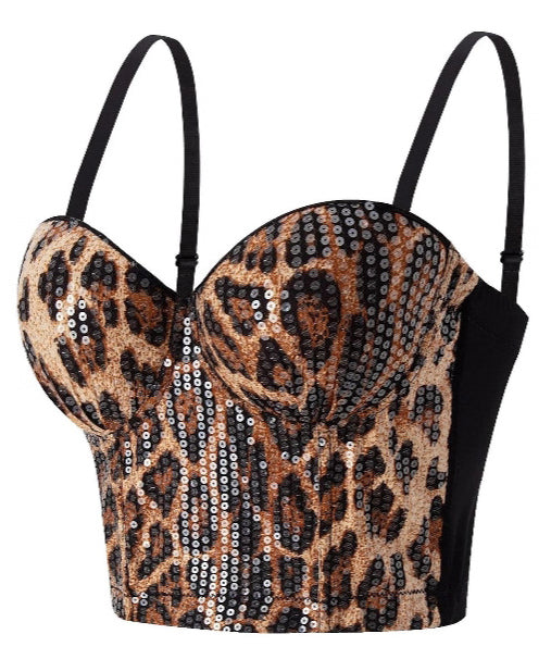 Leopard Print Fishbone Strapless Lingerie - Stargate Lingerie