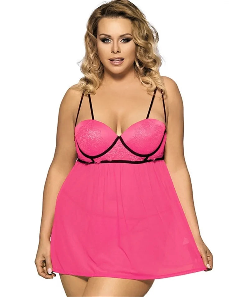 Lace Transparent Halter Babydoll Gown Lingerie - Stargate Lingerie