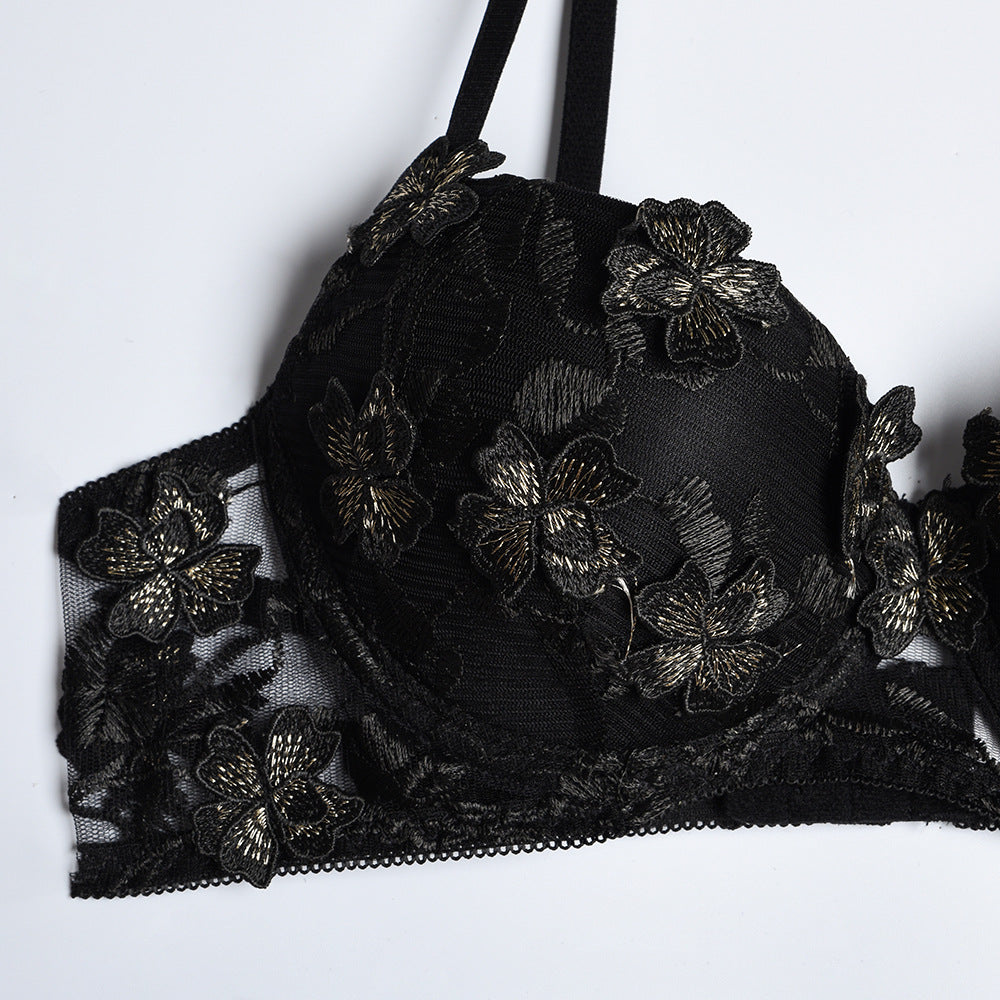 Flower Petals Embroidery Set With Booster Chest Pad - Stargate Lingerie