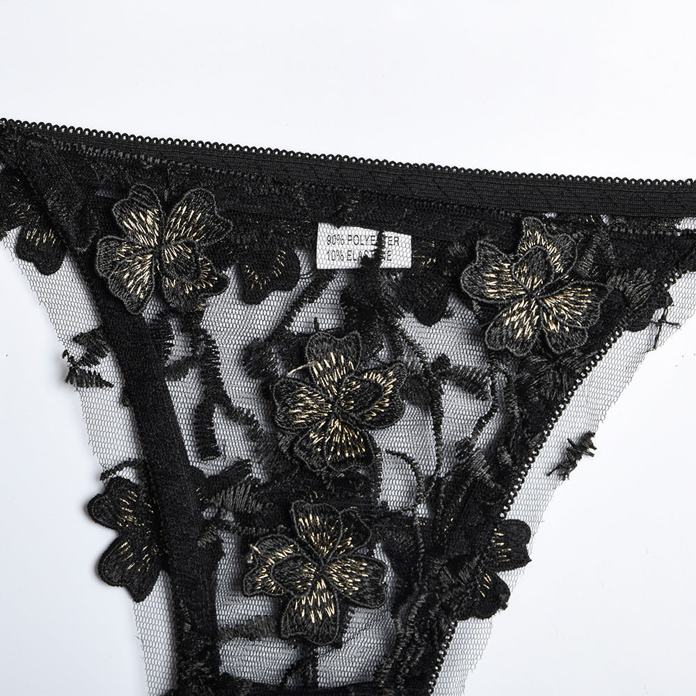 Flower Petals Embroidery Set With Booster Chest Pad - Stargate Lingerie