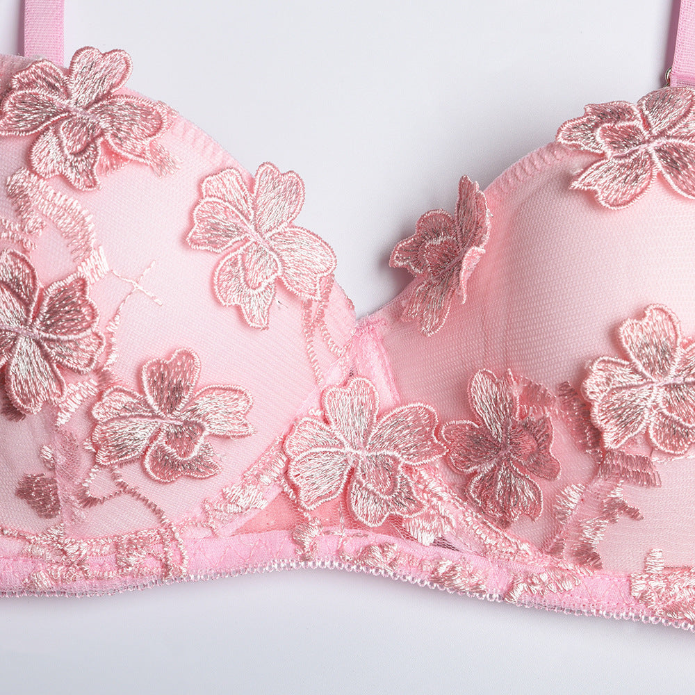 Flower Petals Embroidery Set With Booster Chest Pad - Stargate Lingerie