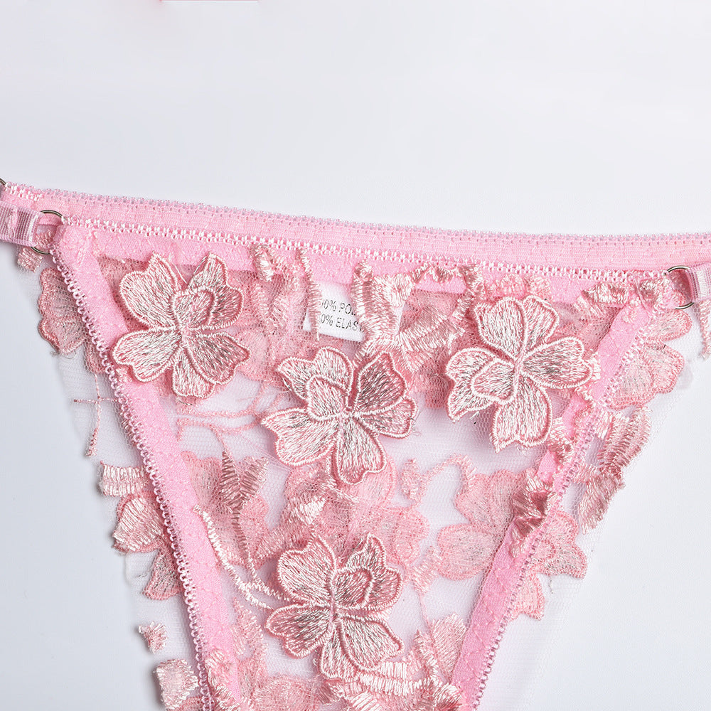 Flower Petals Embroidery Set With Booster Chest Pad - Stargate Lingerie