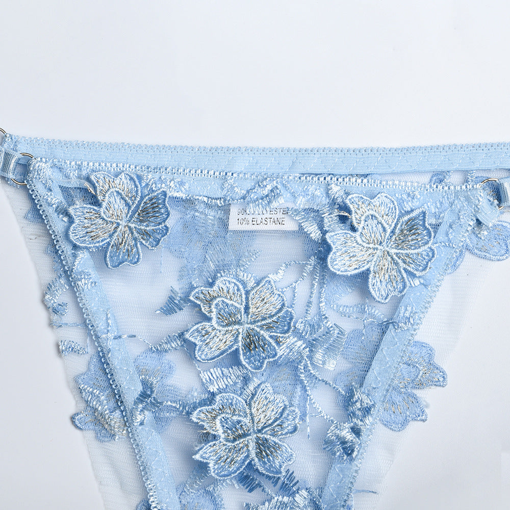 Flower Petals Embroidery Set With Booster Chest Pad - Stargate Lingerie